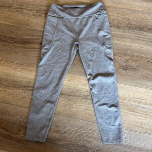 Beige High-Waisted Leggings with Pockets